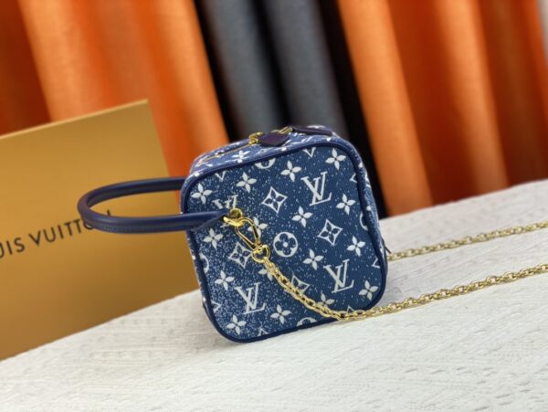 LOUIS VUITTON DENIM JACQUARD TEXTIL SQUARE BAG 16CM M59611 - Image 7