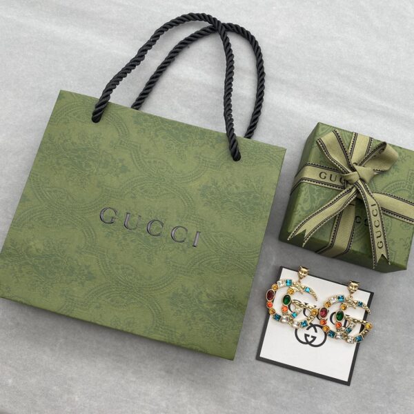 GUCCI GG CRYSTAL IN GOLD EARRINGS - Image 4