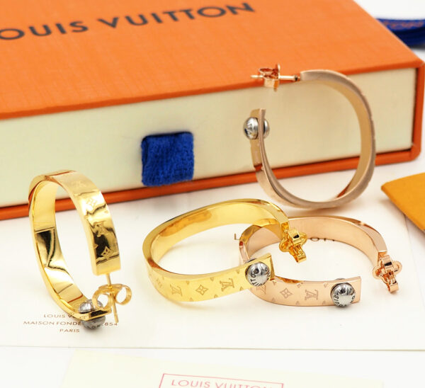 LOUIS NANOGRAM HOOP EARRINGS GOLD M00220 - Image 7