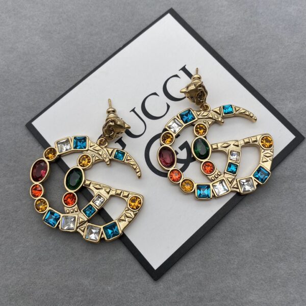 GUCCI GG CRYSTAL IN GOLD EARRINGS - Image 5