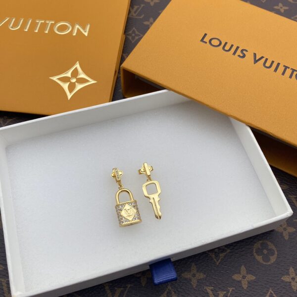 LOUIS VUITTON GOLD LOCK AND KEY EARRINGS - Image 2