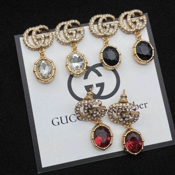 GUCCI GG CRYSTAL DROP EARRINGS - Image 2