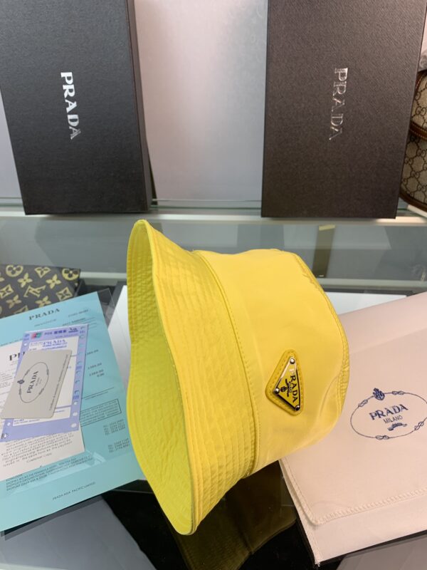 PRADA RENYLON BUCKET HAT SLIVER YELLOW - Image 6