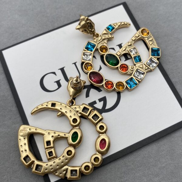 GUCCI GG CRYSTAL IN GOLD EARRINGS - Image 2