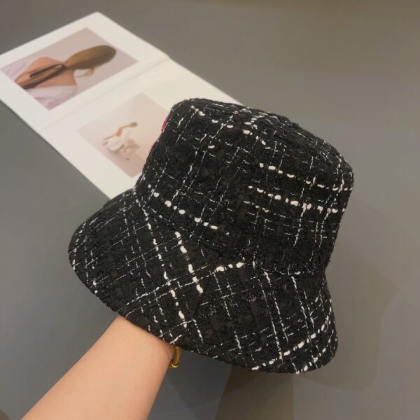 CHANEL FANTASY TWEED MULTICOLOR LOGO BUCKET HAT BLACK - Image 4