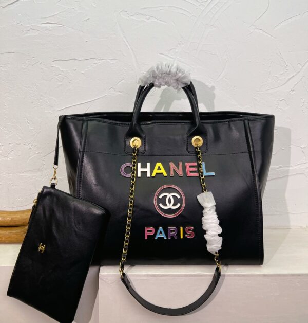 CHANEL DEAUVILLE SHOPPING BAG LARGE 22S BLACK 38CM  A66941 B08030 94305 - Image 3