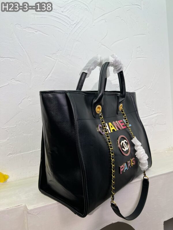CHANEL DEAUVILLE SHOPPING BAG LARGE 22S BLACK 38CM  A66941 B08030 94305 - Image 5