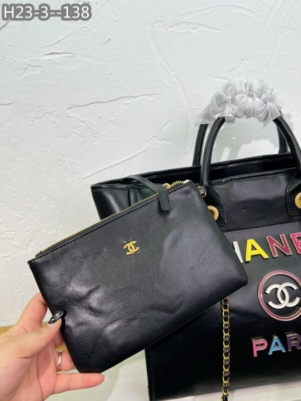 CHANEL DEAUVILLE SHOPPING BAG LARGE 22S BLACK 38CM  A66941 B08030 94305 - Image 7