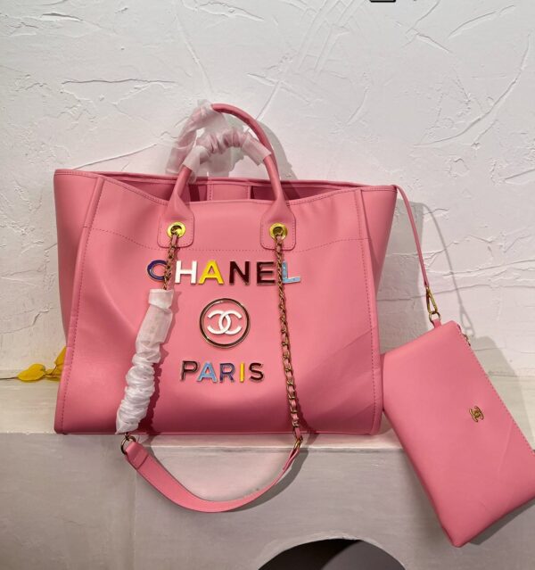 CHANEL DEAUVILLE SHOPPING BAG LARGE 22S PINK 38CM A66941 B08030 NH621 - Image 3