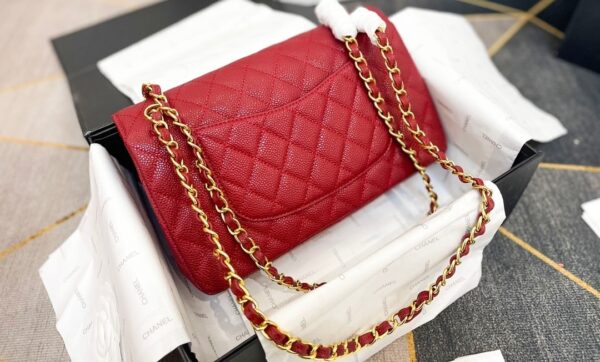 CHANEL CLASSIC SMALL FLAP BAG DARK RED CAVIAR 26CM - Image 2