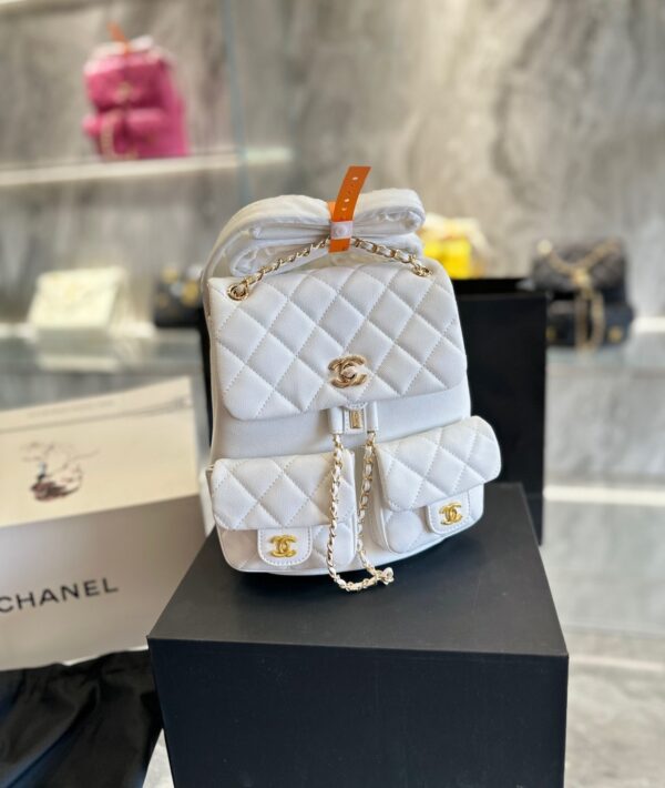 CHANEL BACKPACK WHITE 28CM AS3787 - Image 2