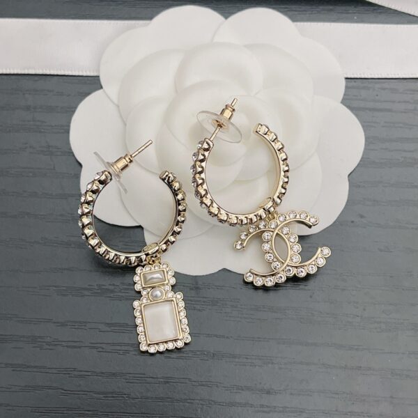 CHANEL CC AND PERFUME BOTTLE HOOP EARRINGS - Image 10