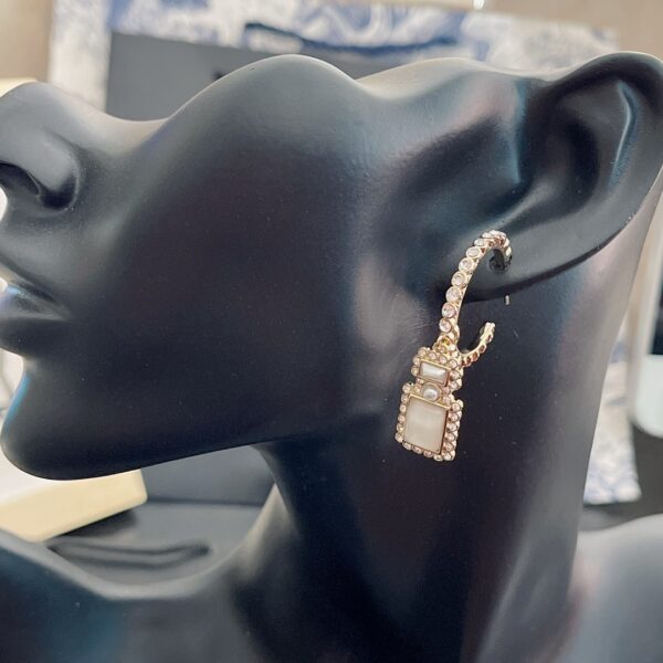 CHANEL CC AND PERFUME BOTTLE HOOP EARRINGS - Image 9