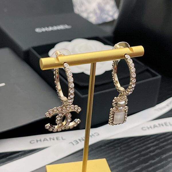 CHANEL CC AND PERFUME BOTTLE HOOP EARRINGS - Image 8