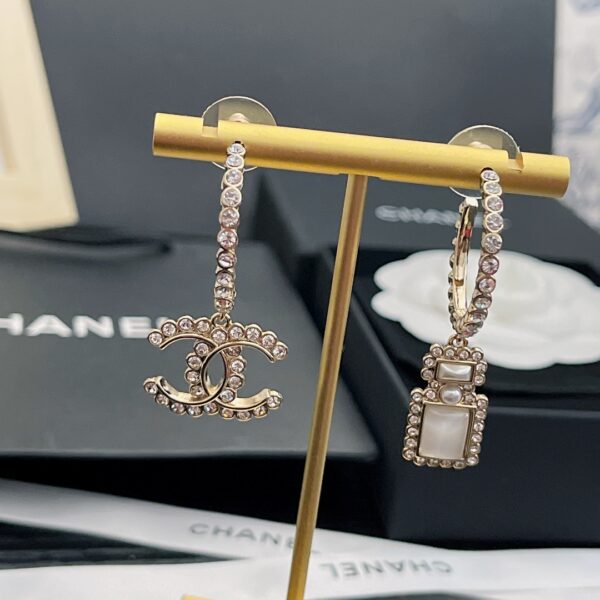 CHANEL CC AND PERFUME BOTTLE HOOP EARRINGS - Image 7