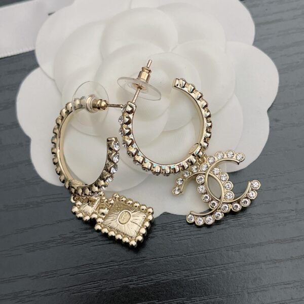 CHANEL CC AND PERFUME BOTTLE HOOP EARRINGS - Image 6