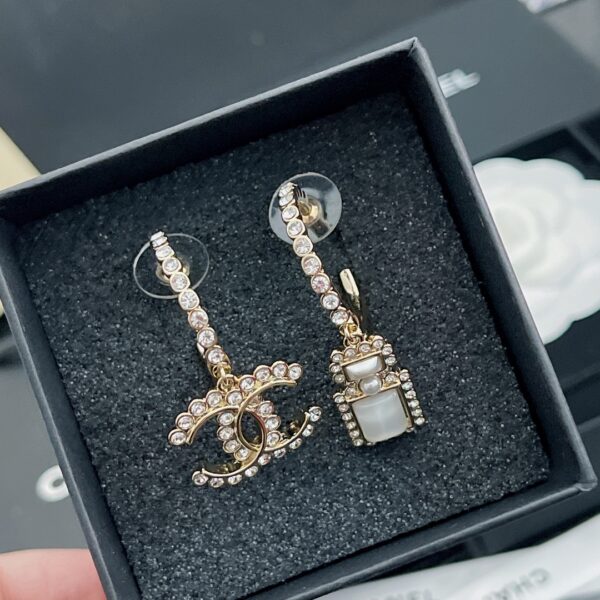 CHANEL CC AND PERFUME BOTTLE HOOP EARRINGS - Image 5
