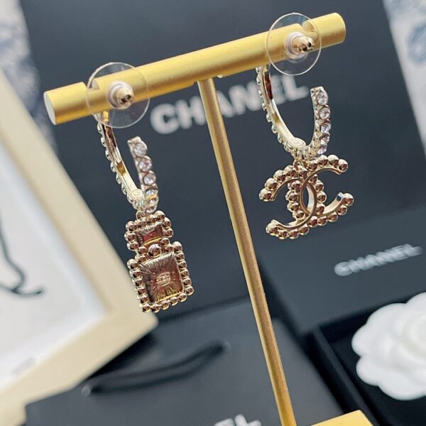 CHANEL CC AND PERFUME BOTTLE HOOP EARRINGS - Image 4