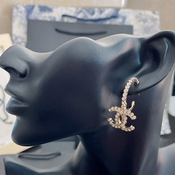 CHANEL CC AND PERFUME BOTTLE HOOP EARRINGS - Image 3