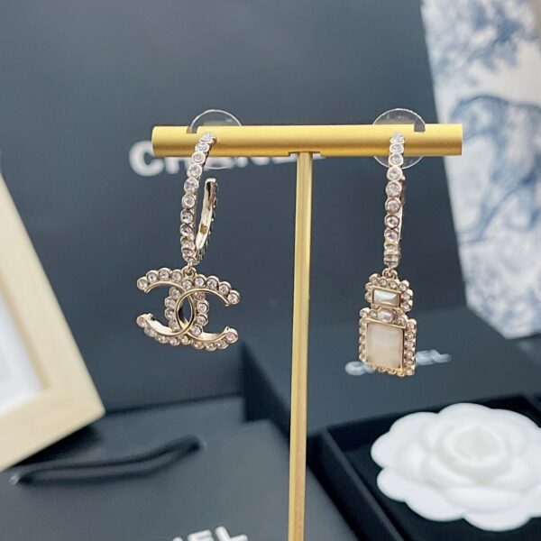 CHANEL CC AND PERFUME BOTTLE HOOP EARRINGS - Image 2