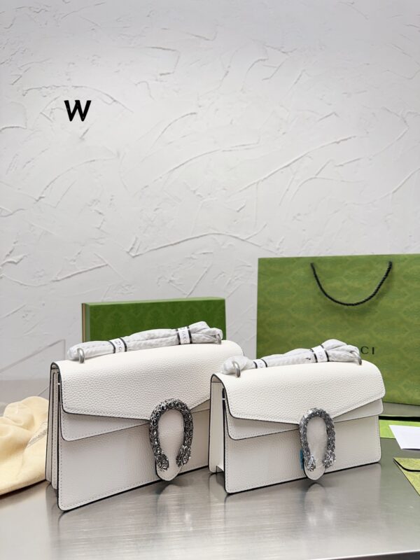 GUCCI DIONYSUS LEATHER SHOULDER BAG WHITE 27CM 400249 0K7JN 9680 - Image 2