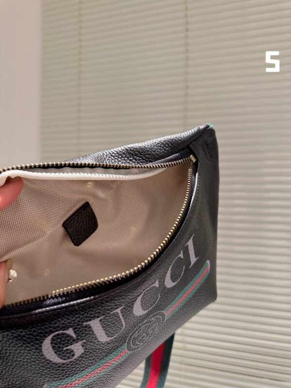 GUCCI PRINT LEATHER BELT BAG BLACK 22CM ‎‎527792 0GCCT 8164 - Image 2