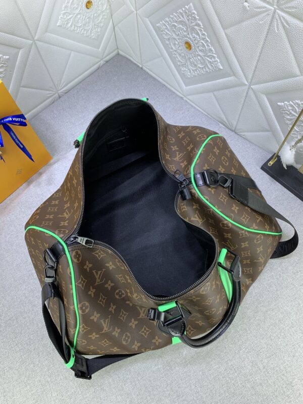LOUIS VUITTON KEEPALL BANDOULIÈRE 50 BROWN AND MINT LINE MACASSAR CANVAS M46259 - Image 2