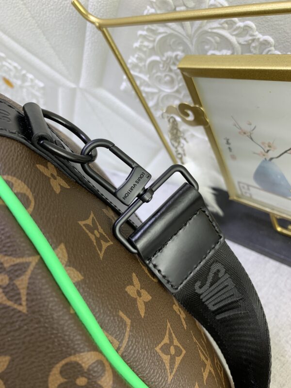 LOUIS VUITTON KEEPALL BANDOULIÈRE 50 BROWN AND MINT LINE MACASSAR CANVAS M46259 - Image 5