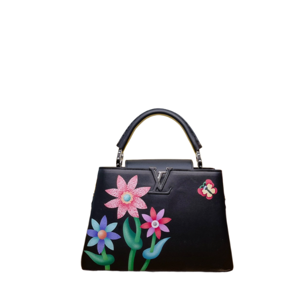 LOUIS VUITTON CAPUCINES BB BLACK WITH FLOWER PRINT 27CM