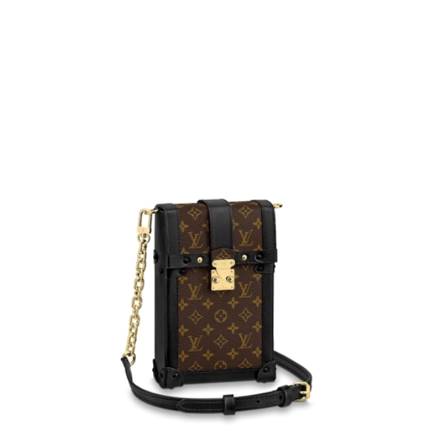 LOUIS VUITTON VERTICAL TRUNK POCHETTE BROWN AND BLACK 18CM M67873
