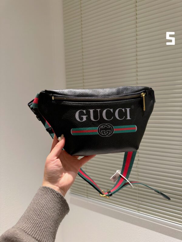 GUCCI PRINT LEATHER BELT BAG BLACK 22CM ‎‎527792 0GCCT 8164 - Image 10