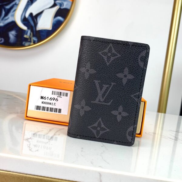 LOUIS VUITTON POCKET ORGANIZER MONOGRAM ECLIPSE CANVAS BLACK 11CM M61696 - Image 10