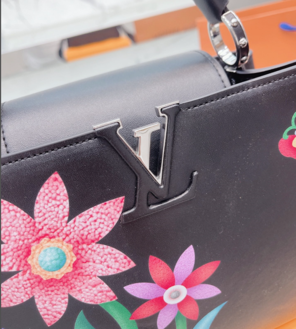 LOUIS VUITTON CAPUCINES BB BLACK WITH FLOWER PRINT 27CM - Image 6