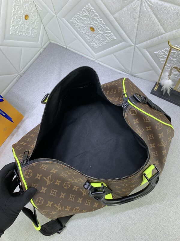 LOUIS VUITTON KEEPALL BANDOULIÈRE 50 BROWN AND CHARTREUSE MACASSAR CANVAS M45866 - Image 3