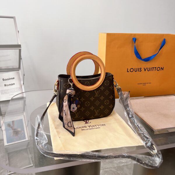 LOUIS VUITTON ROUND HANDLES IN BROWN AND BEIGE WITH ACCESSORIES 22CM - Image 2