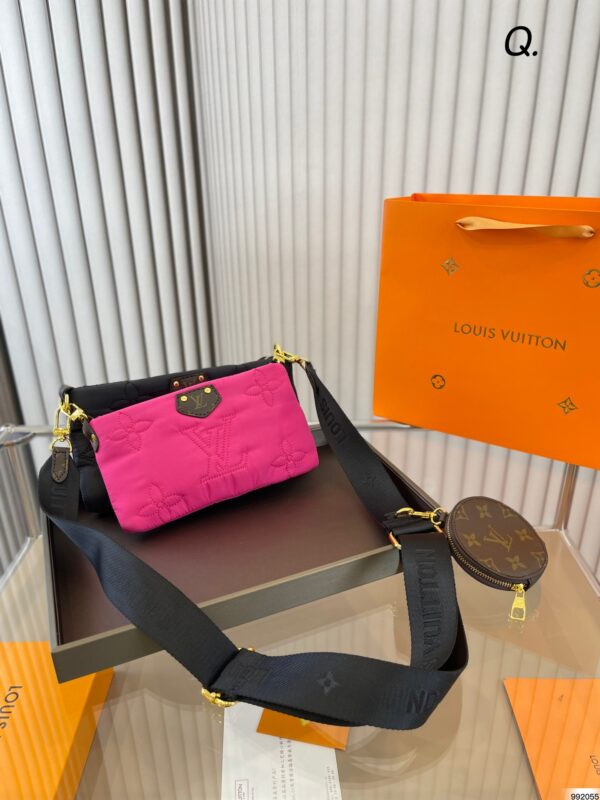 LOUIS VUITTON MAXI MULTI POCHETTE ACCESSOIRES BLACK PINK 25CM - Image 3