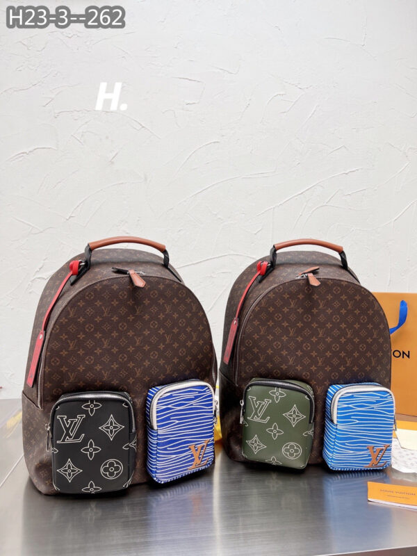 LOUIS VUITTON BACKPACK MULTIPOCKET BROWN GREEN AND BLUE 38CM - Image 3