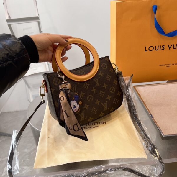 LOUIS VUITTON ROUND HANDLES IN BROWN AND BEIGE WITH ACCESSORIES 22CM - Image 3