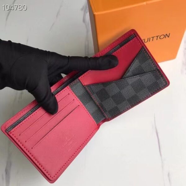 LOUIS VUITTON MULTIPLE WALLET DAMIER GRAPHITE BLACK AND RED 11CM N63260 - Image 3