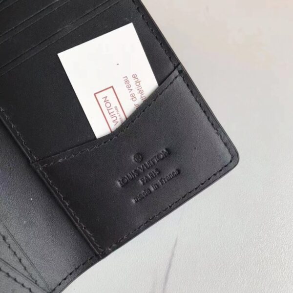 LOUIS VUITTON POCKET ORGANIZER IMPRINTED LOGO SHORT WALLET BLACK 11CM - Image 3