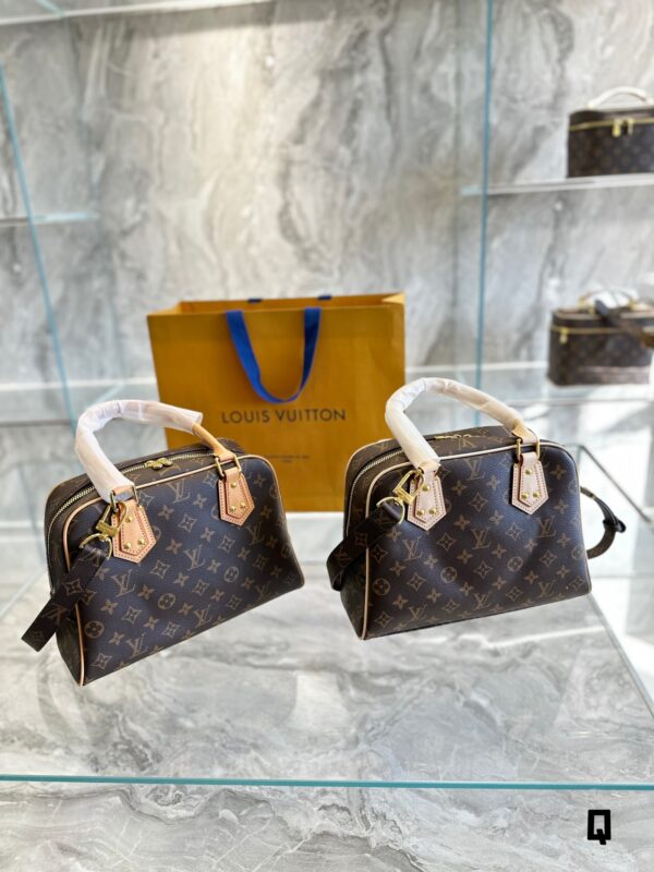 LOUIS VUITTON MANHATTAN PM TOP HANDLE BAG BROWN 29CM M40026 - Image 5