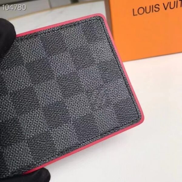LOUIS VUITTON MULTIPLE WALLET DAMIER GRAPHITE BLACK AND RED 11CM N63260 - Image 4