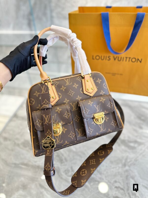 LOUIS VUITTON MANHATTAN PM TOP HANDLE BAG BROWN 29CM M40026 - Image 6