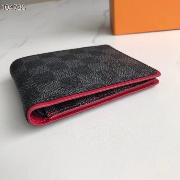 LOUIS VUITTON MULTIPLE WALLET DAMIER GRAPHITE BLACK AND RED 11CM N63260 - Image 5