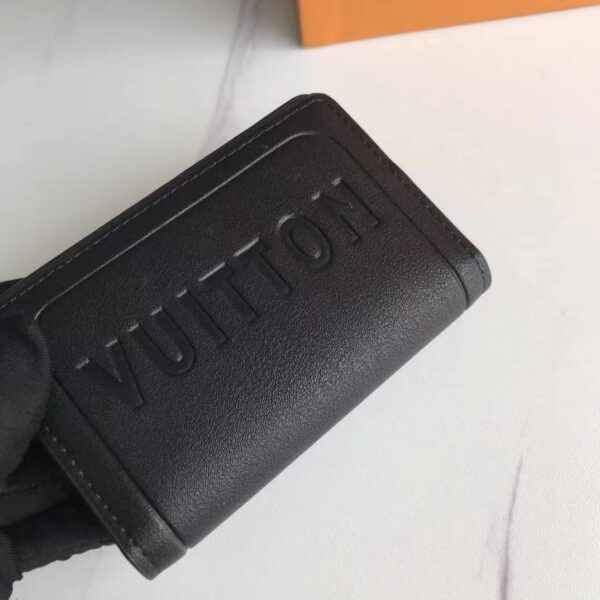 LOUIS VUITTON POCKET ORGANIZER IMPRINTED LOGO SHORT WALLET BLACK 11CM - Image 5