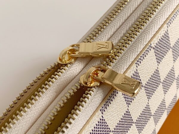 LOUIS VUITTON LONG DOUBLE ZIPPER WALLET DAMIER AZUR 19CM - Image 7