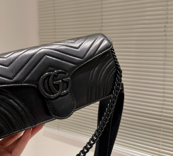 GUCCI MARMONT LONG SHOULDER BAG BLACK 27CM ‎734814 AABS1 1000 - Image 7
