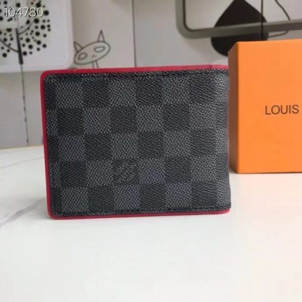 LOUIS VUITTON MULTIPLE WALLET DAMIER GRAPHITE BLACK AND RED 11CM N63260 - Image 6
