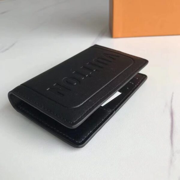 LOUIS VUITTON POCKET ORGANIZER IMPRINTED LOGO SHORT WALLET BLACK 11CM - Image 6