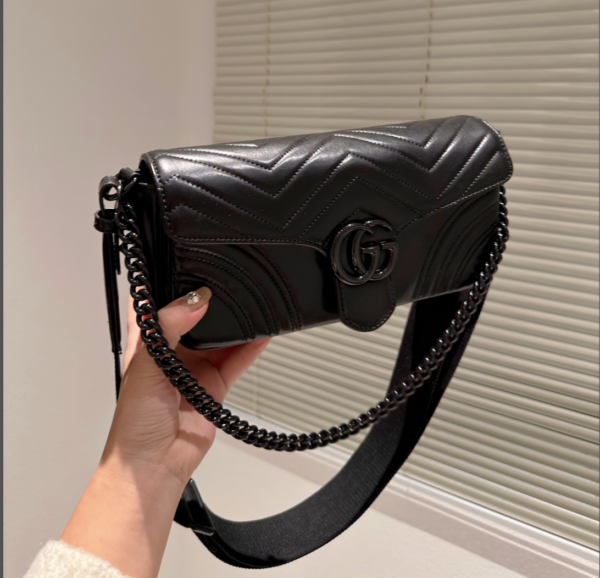GUCCI MARMONT LONG SHOULDER BAG BLACK 27CM ‎734814 AABS1 1000 - Image 8